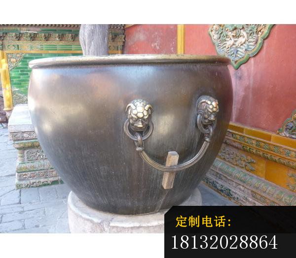 铜水缸，寺庙水缸雕塑_600*524