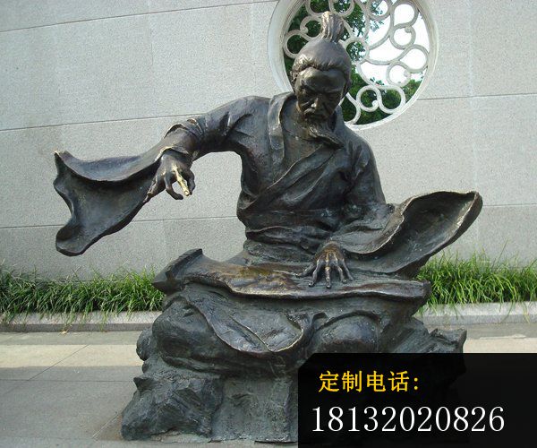 古代弹琴人物雕塑公园人物铜雕_600*500