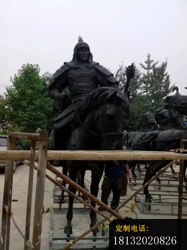 古代将军骑马雕塑广场景观铜雕 (1)_640*853