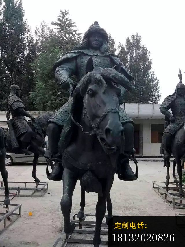 古代将军骑马雕塑广场景观铜雕 (3)_640*853