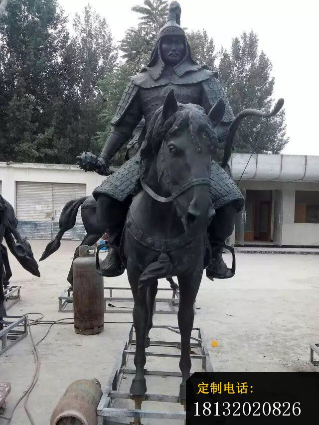古代将军骑马雕塑广场景观铜雕 (4)_640*853