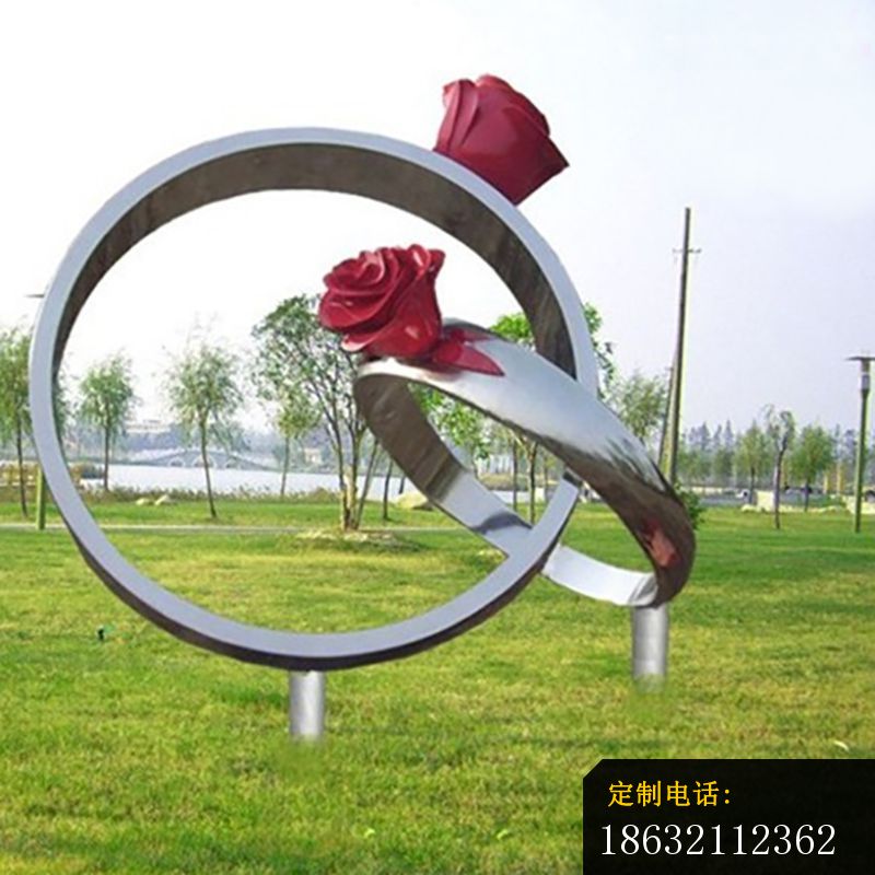 大型玫瑰戒指户外广场景观雕塑，不锈钢雕塑_800*800