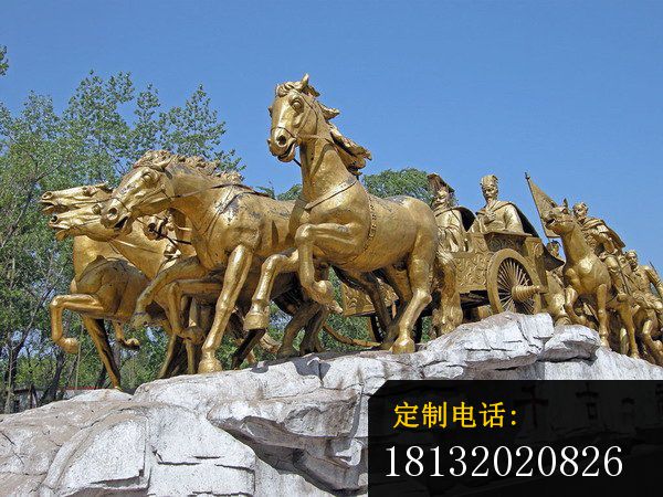 古代马车铜雕广场景观雕塑_600*450