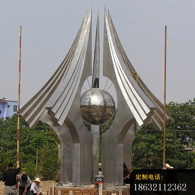 不锈钢抽象环球  公园景观雕塑_800*800
