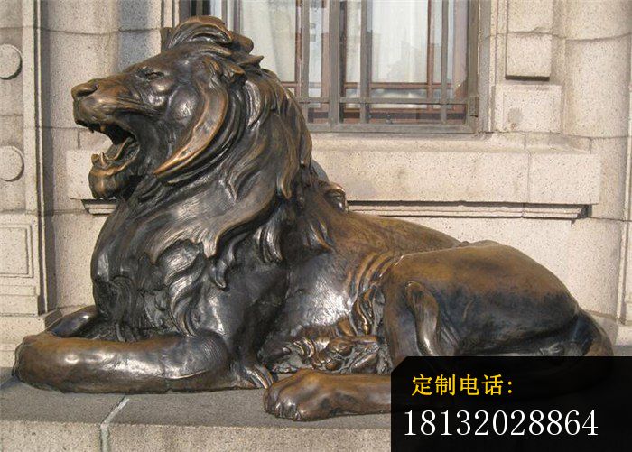 西洋狮子铜雕，银行门口铜雕_700*501