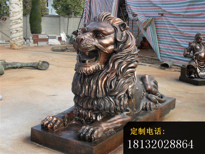 西洋狮子铜雕，公司门口动物雕塑_670*502