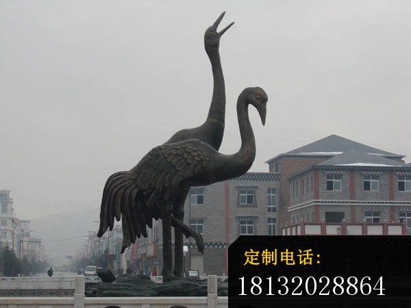 仙鹤铜雕，公园景观雕塑_600*450