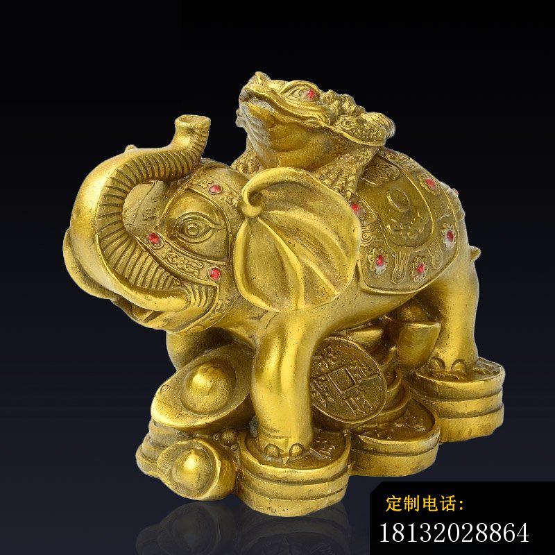 小象和金蟾铜雕，招财铜雕_800*800