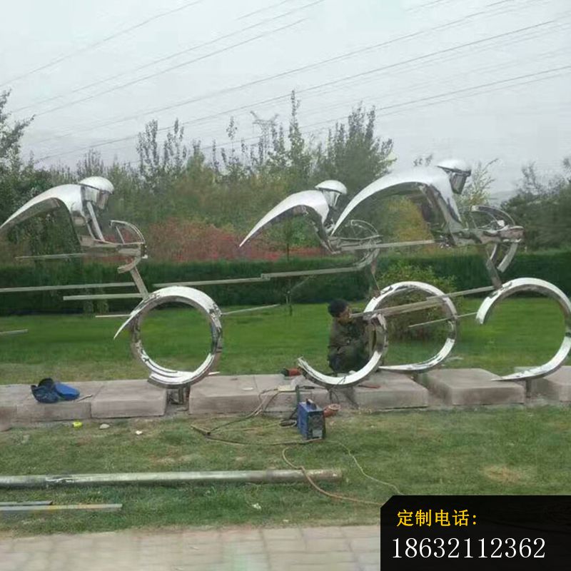 不锈钢抽象骑单车人物雕塑_800*800