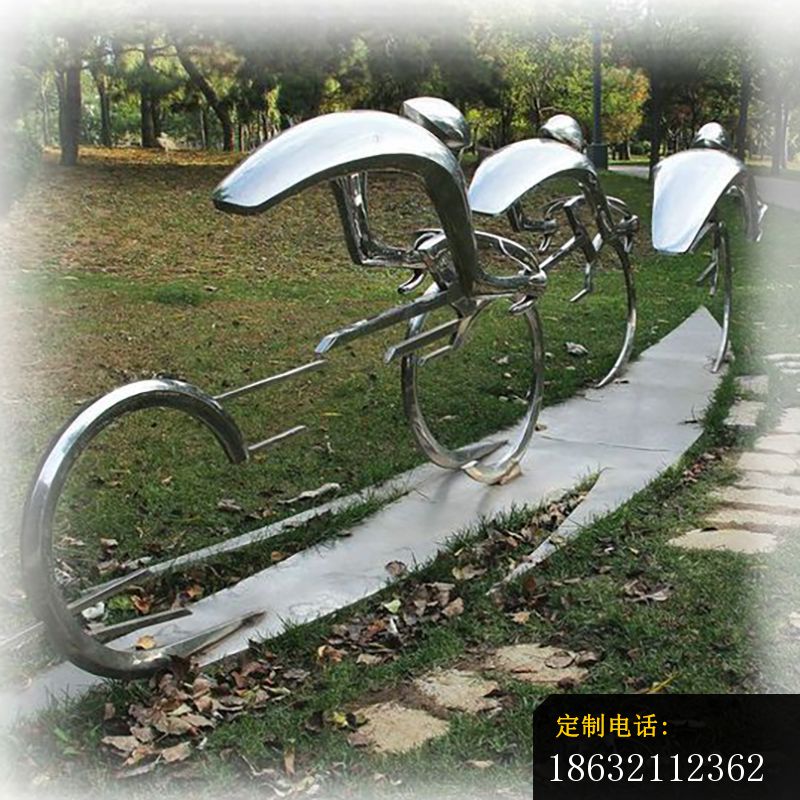 不锈钢骑车比赛雕塑，公园不锈钢雕塑_800*800