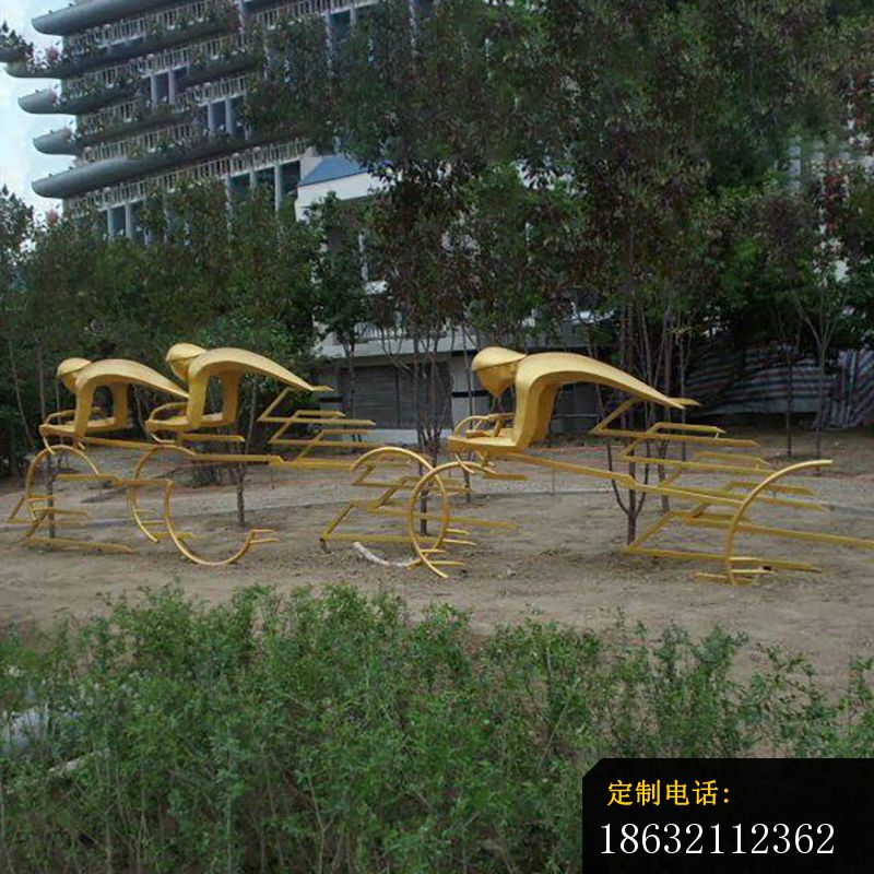 不锈钢抽象赛车雕塑，公园不锈钢运动雕塑_800*800