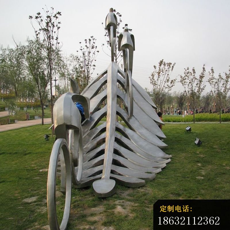 不锈钢骑车雕塑，公园景观不锈钢雕塑 (1)_800*800