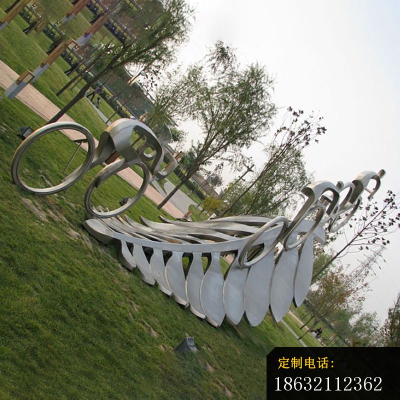 不锈钢骑车雕塑，公园景观不锈钢雕塑 (3)_800*800