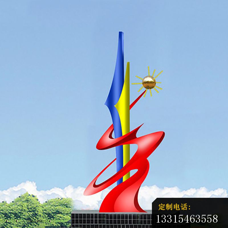 抽象创意彩色广场景观雕塑，不锈钢雕塑_800*800