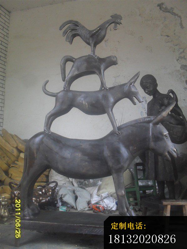 鸡猴狗马雕塑景观动物铜雕 (2)_600*800