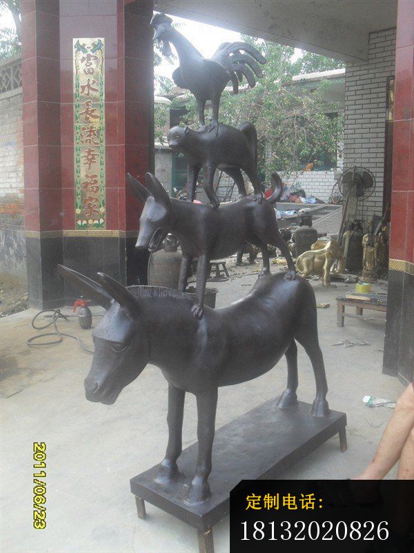 鸡猴狗马雕塑景观动物铜雕 (1)_600*800