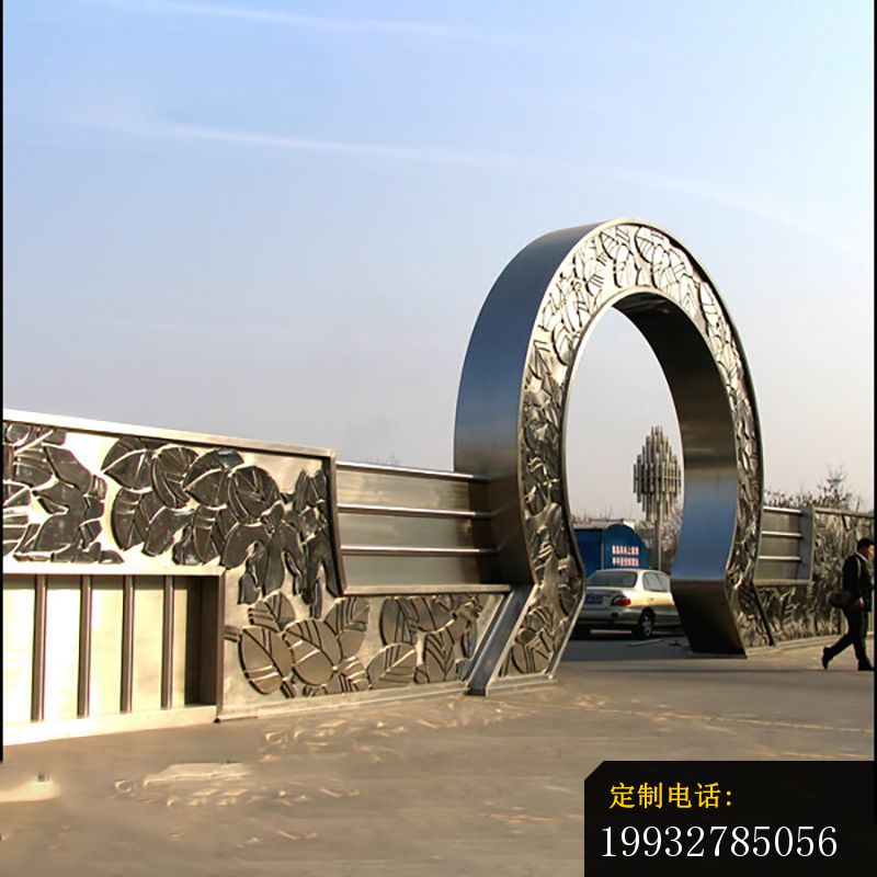 不锈钢圆形拱门雕塑，不锈钢企业拱门雕塑_800*800