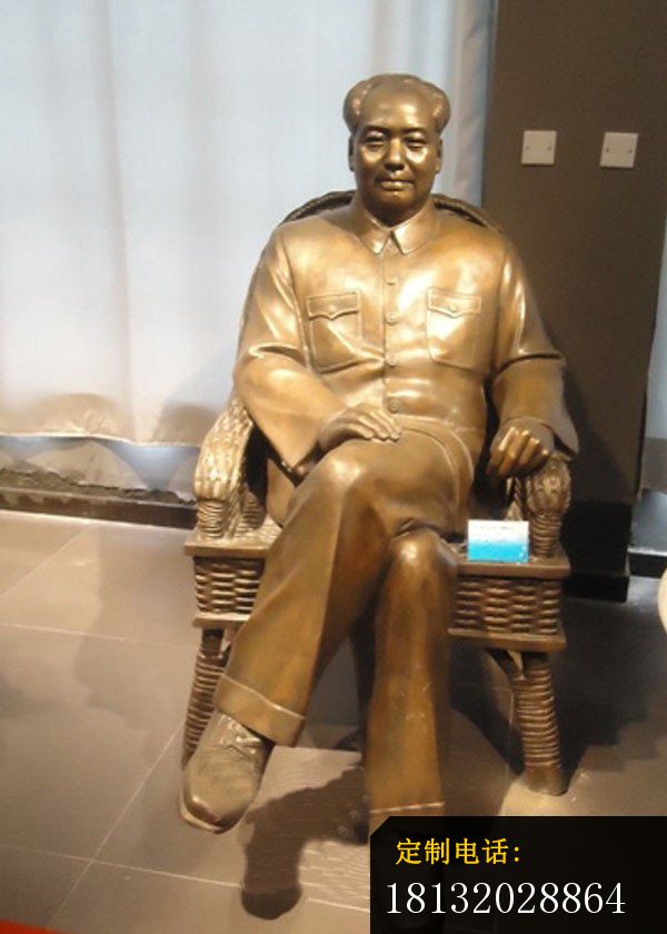 坐着的毛主席铜雕，伟人铜雕 (2)_600*840