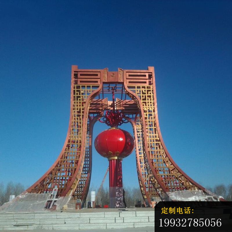 不锈钢红灯笼雕塑，广场不锈钢红灯笼雕塑 (3)_800*800