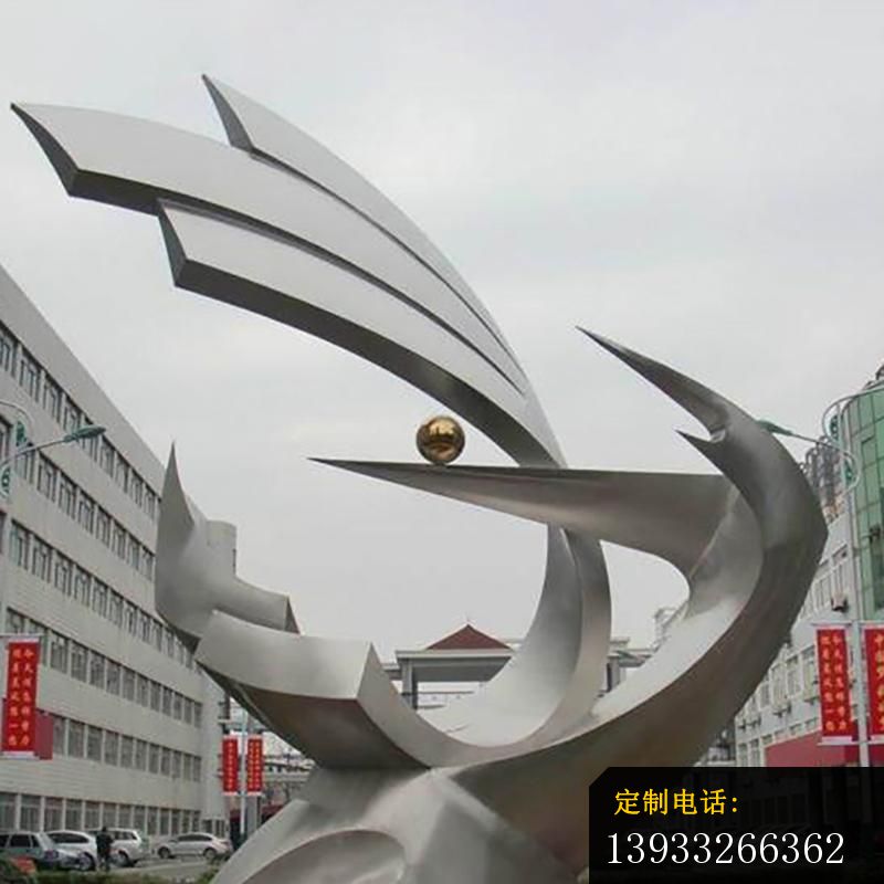 企业不锈钢海浪造型雕塑_800*800