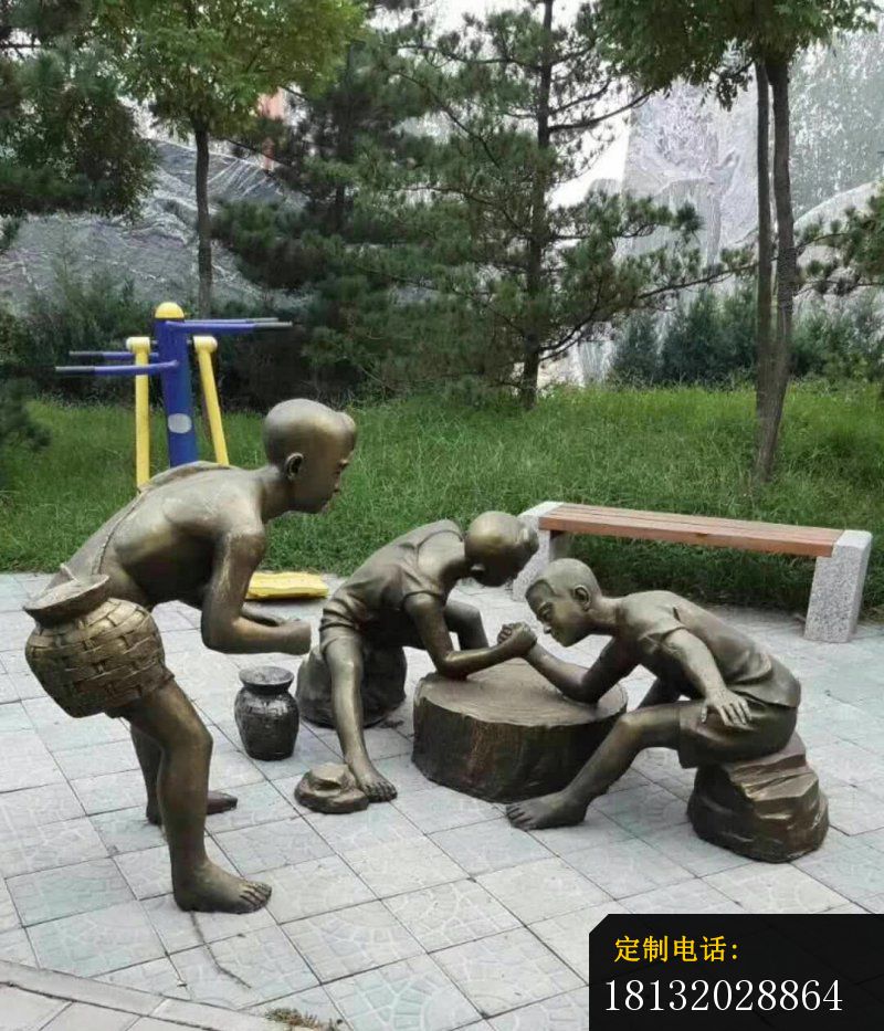 掰手腕儿童铜雕_800*933