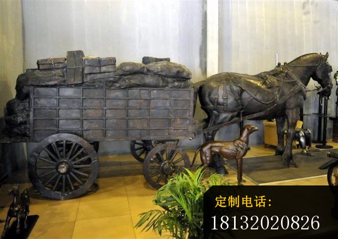 拉车马铜雕铸铜动物雕塑 (1)_670*473