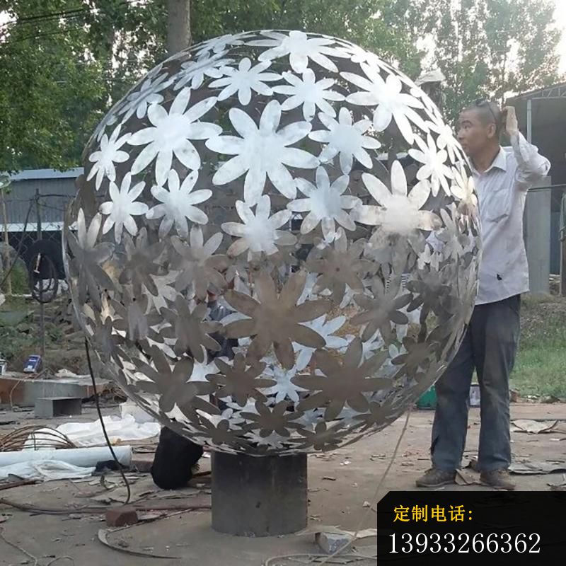 公园银色不锈钢花球景观雕塑_800*800