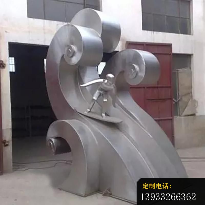 公园不锈钢滑雪标志景观雕塑_800*800