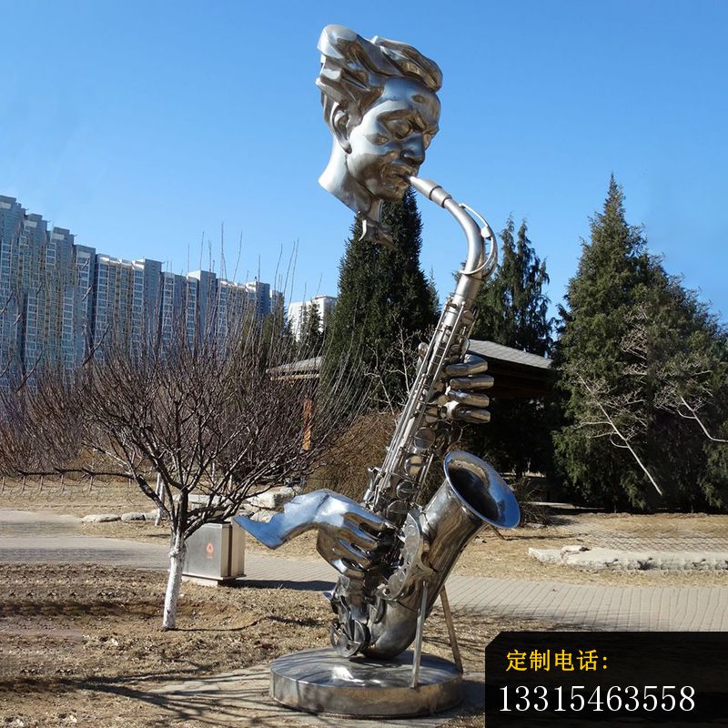 吹萨克斯雕塑，不锈钢创意雕塑 _800*800