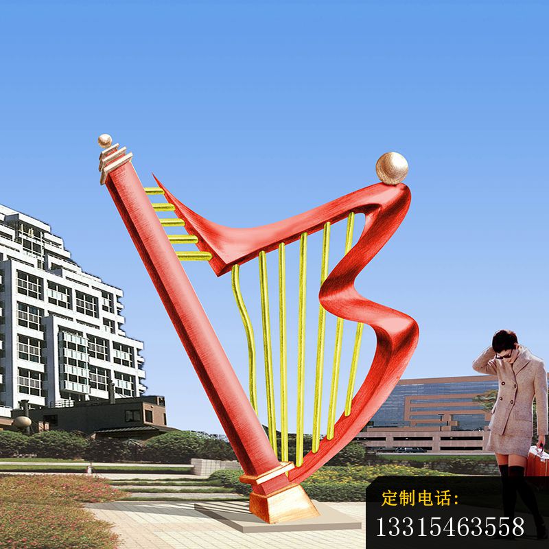 不锈钢竖琴雕塑，广场竖琴不锈钢雕塑_800*800