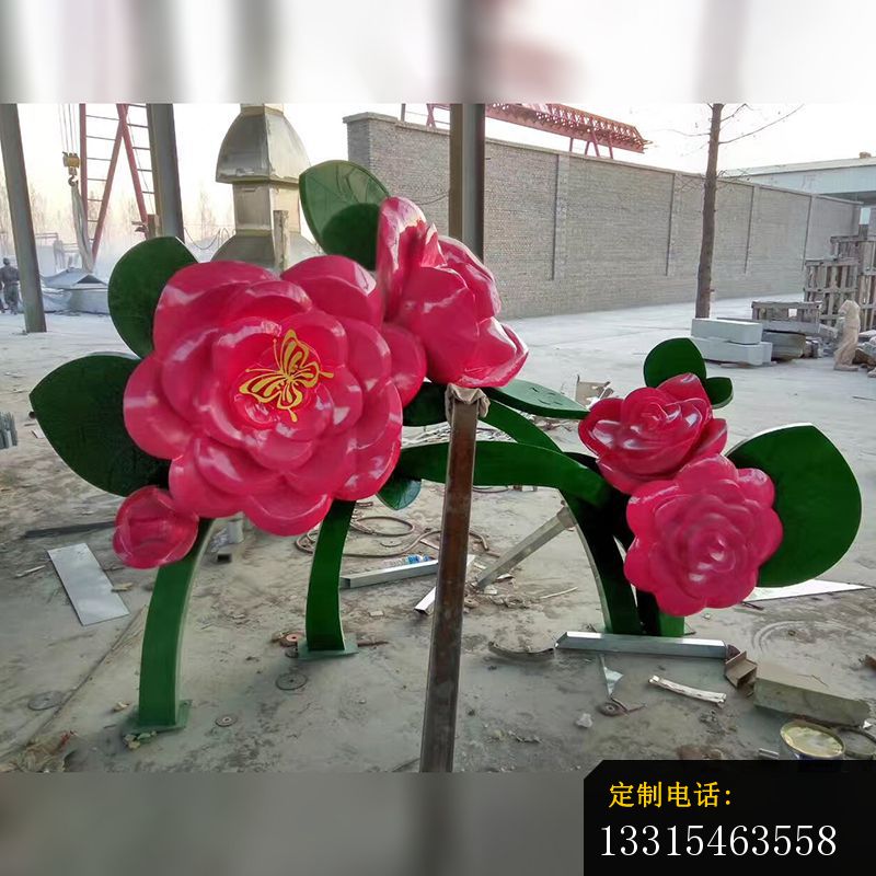 不锈钢牡丹花雕塑，公园景观雕塑 _800*800