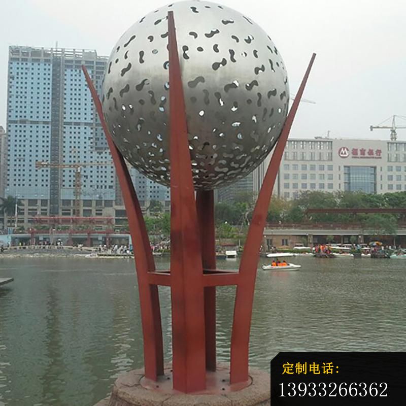 不锈钢空缕球景观标志雕塑_800*800