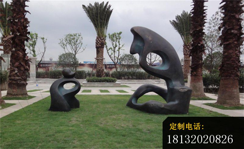 母子抽象铜雕公园抽象人物_800*489