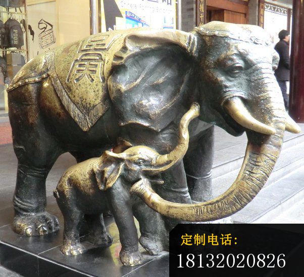 母子象铜雕企业大象雕塑_602*550