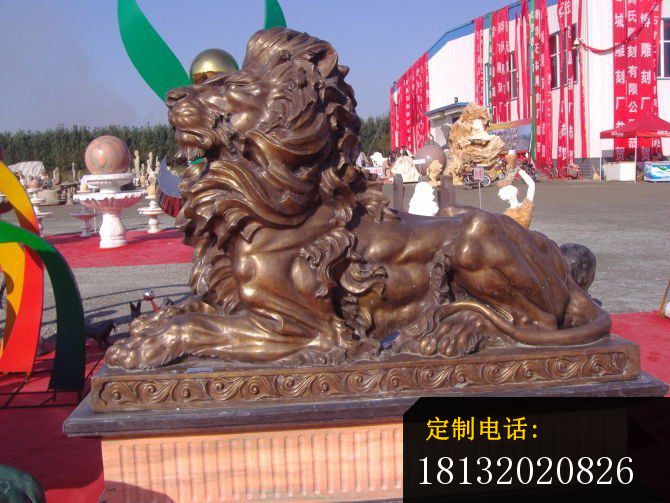 趴着的狮子雕塑西洋狮子铜雕_670*503