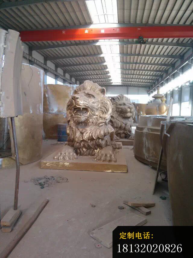 趴着的狮子铜雕铸铜西洋狮子雕塑 (3)_640*853