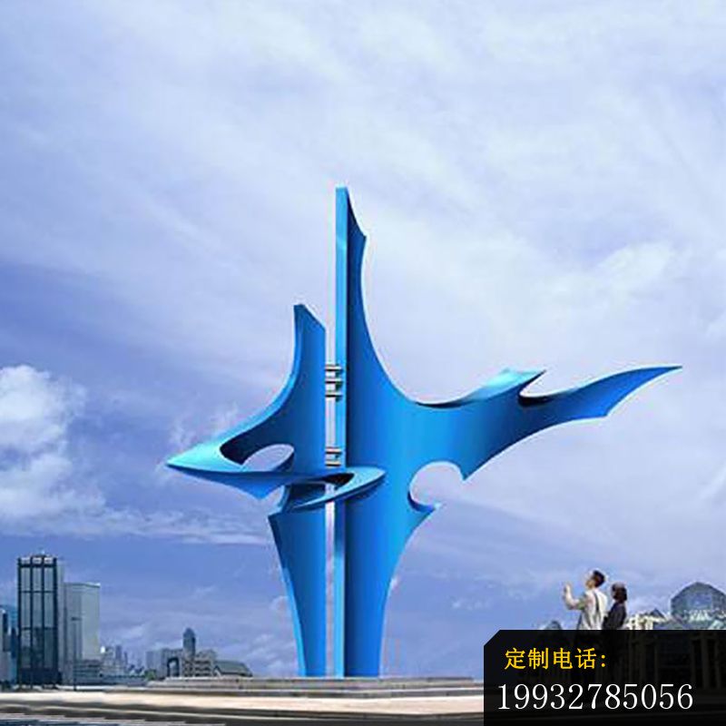 蓝色抽象广场景观雕塑，不锈钢雕塑_800*800