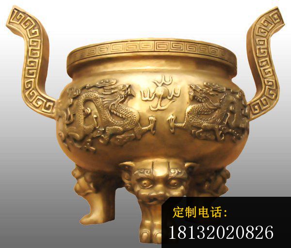 三足香炉铜雕寺庙铸铜香炉雕塑_600*513