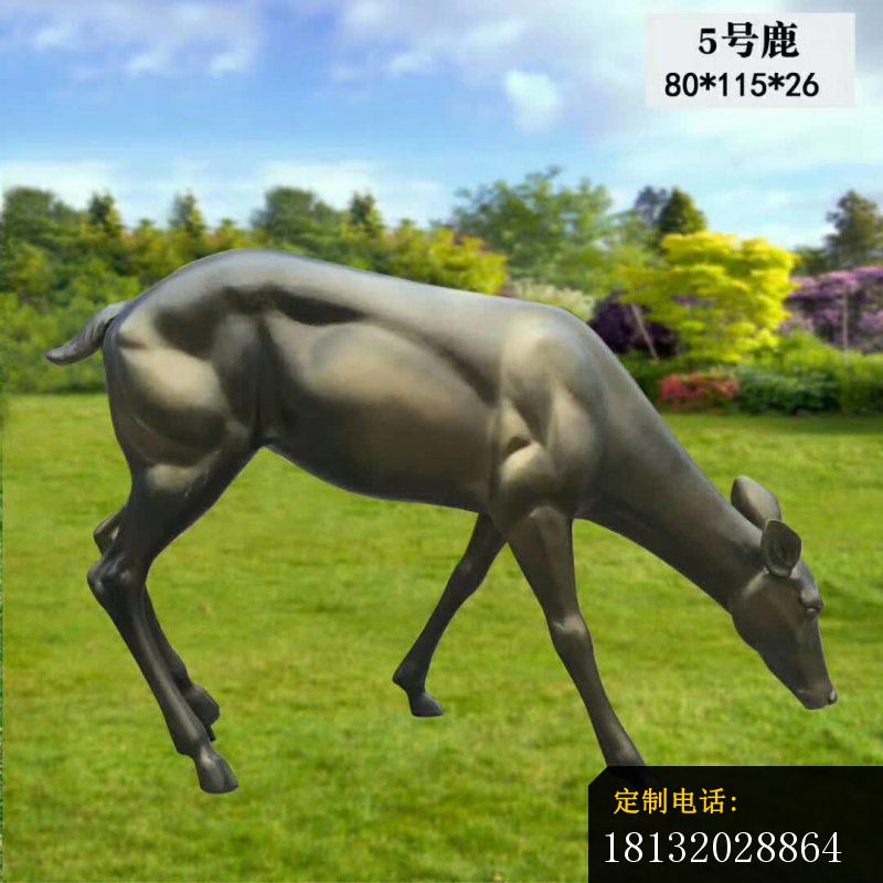 低头鹿动物铜雕_800*800