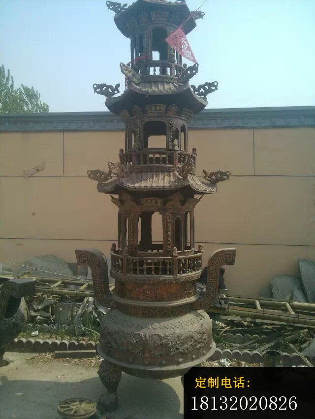 塔炉铜雕寺庙铜香炉雕塑 (1)_640*853