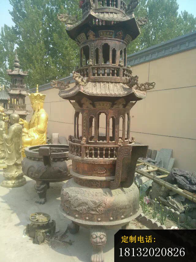 塔炉铜雕寺庙铜香炉雕塑 (4)_640*853