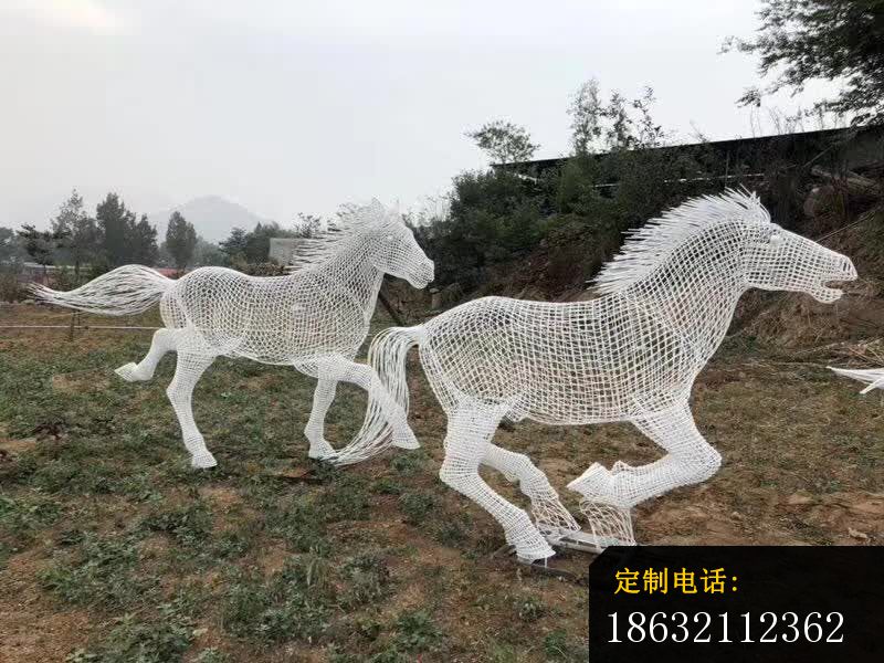 不锈钢镂空群马奔跑雕塑 (3)_800*600