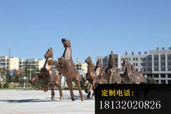 铜雕奔马广场铜马动物雕塑 (2)_600*400