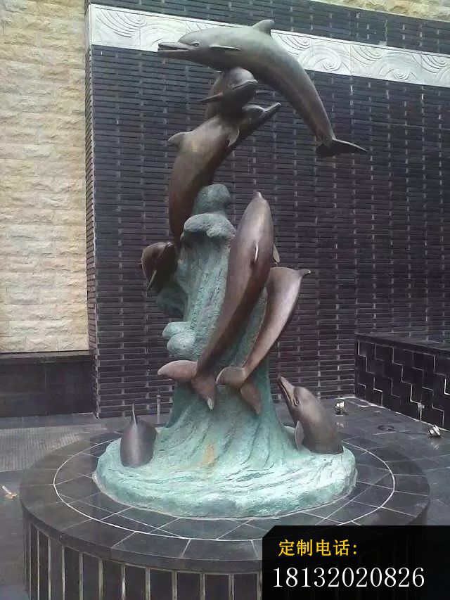 铜雕海豚广场动物雕塑 (1)_640*853