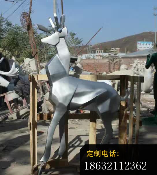 几何不锈钢抽象鹿雕塑 (4)_544*606