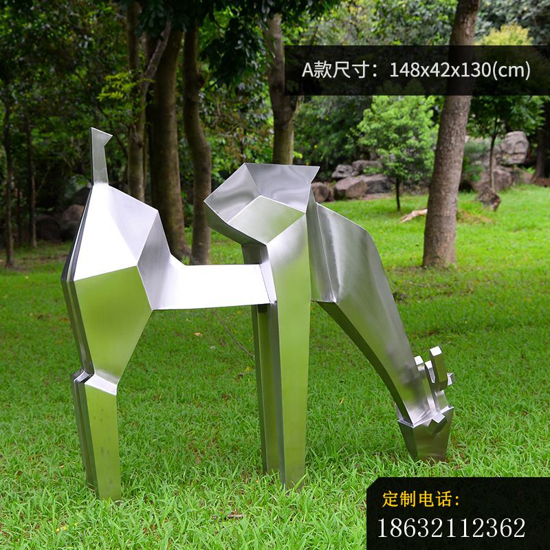 不锈钢抽象几何鹿雕塑 (2)_800*800