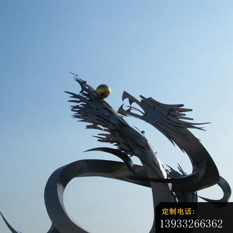 公园不锈钢盘龙吞球景观雕塑_800*800