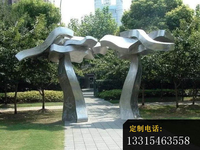 公园不锈钢抽象拱门雕塑_692*519