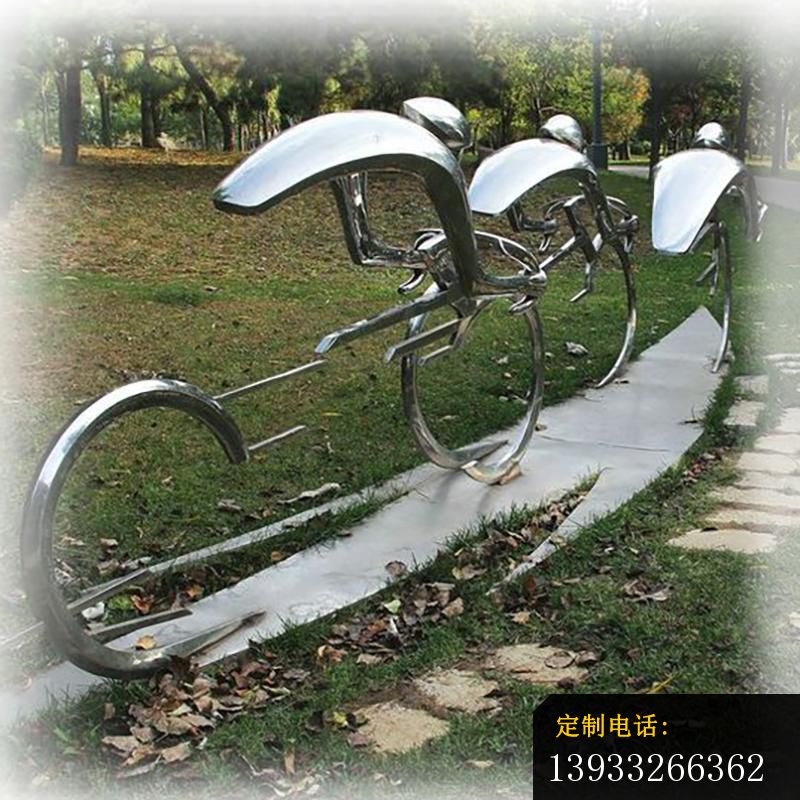 公园不锈钢骑车比赛人物运动雕塑_800*800