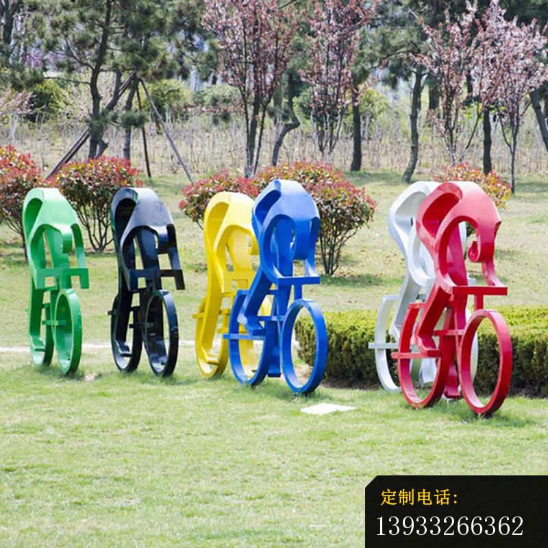 公园不锈钢骑单车抽象人物雕塑_800*800
